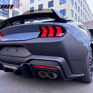 Fits 24-26 Ford Mustang Dark Horse Gloss Black Trunk Spoiler W/ Gurney Flap ABS - Image 3