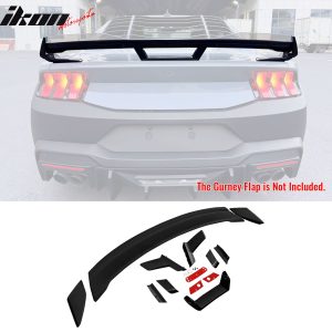 Fits 24-26 Ford Mustang Dark Horse Gloss Black Trunk Spoiler W/ Gurney Flap ABS - Image 5