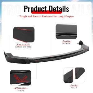 Fits 24-26 Ford Mustang Ecoboost GT IKON V2 Style Front Lip Gloss Black 3PCS - Image 3