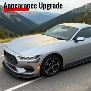 Fits 24-26 Ford Mustang Ecoboost GT IKON V2 Style Front Lip Gloss Black 3PCS - Image 4