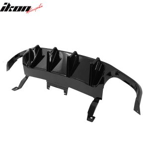 Fits 13-14 Ford Mustang GT500 Gloss Black PP Rear Diffuser Lip W/ V4 Style Fin - Image 3