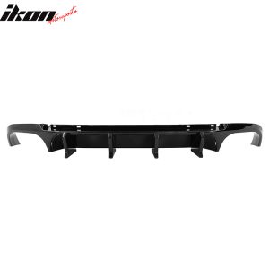 Fits 13-14 Ford Mustang GT500 Gloss Black PP Rear Diffuser Lip W/ V4 Style Fin - Image 4