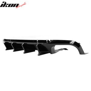 Fits 13-14 Ford Mustang GT500 Gloss Black PP Rear Diffuser Lip W/ V4 Style Fin - Image 5