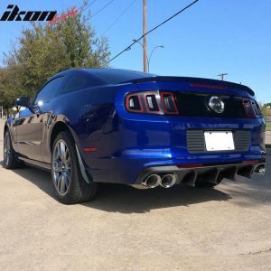 Fits 13-14 Ford Mustang GT500 Matte Black PP Rear Diffuser Lip W/ V4 Style Fin - Image 3