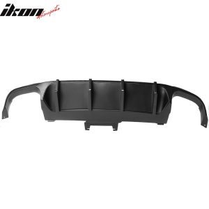 Fits 13-14 Ford Mustang GT500 Matte Black PP Rear Diffuser Lip W/ V4 Style Fin - Image 4