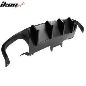 Fits 13-14 Ford Mustang GT500 Matte Black PP Rear Diffuser Lip W/ V4 Style Fin - Image 5