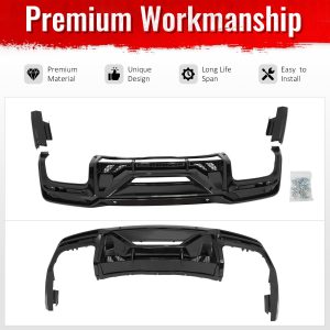 Fits 24-26 Mustang Dark Horse Rear Bumper Diffuser OE Style Gloss Black Spoiler - Image 4