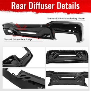 Fits 24-26 Mustang Dark Horse Rear Bumper Diffuser OE Style Gloss Black Spoiler - Image 5