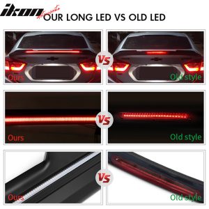 Fits 15-23 Ford Mustang 2DR Coupe Long LED Style Matte Black Trunk Spoiler - ABS - Image 3