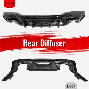 Fits 24-26 Ford Mustang V6/GT Rear Bumper Diffuser Speed Style Gloss Black Lip - Image 3