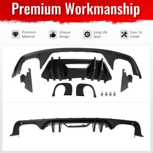 Fits 15-17 Ford Mustang Competition Rear Bumper Lip Diffuser PP 4PCS Matte Black - Image 4