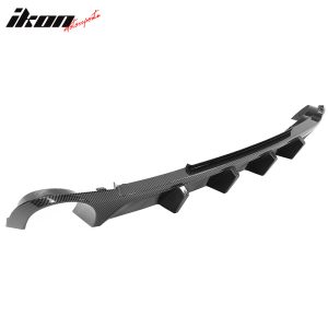 Fits 13-14 Ford Mustang V6 GT Carbon Fiber Print PP Rear Diffuser Lip W/ V2 Fin - Image 5