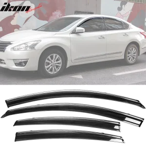 Fits 13-18 Nissan Altima Window Visors Vent Rain Sun Deflectors W/Chrome Trim PC - Image 6