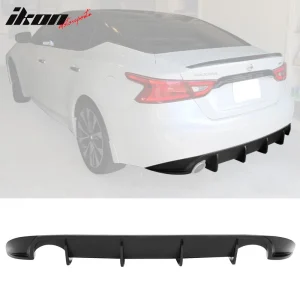 Fits 16-18 Nissan Maxima Rear Bumper Lip Diffuser Valance Kit Unpainted Black PU - Image 6