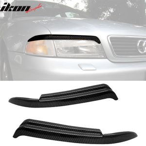 Fits 96-01 Audi A4 Eyelids Carbon Fiber Surface Black Eyebrows - Image 1