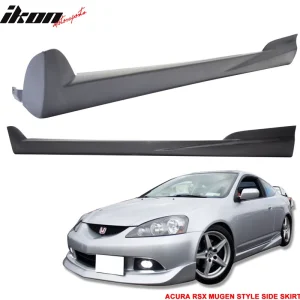 Fits 02-06 Acura RSX Mugen Style Side Skirts Skirt Unpainted Black  PU - Image 6