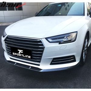 Fits 17-19 Audi A4 B9 Sedan JC Style Front Bumper Lip - Matte Carbon Fiber - Image 5