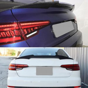 For Audi S4 A4 B9 2017-2022 V-Type Rear Trunk Spoiler Wing Carbon Fiber Look - Image 5