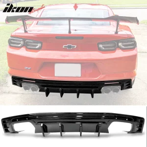 Fits 16-24 Chevy Camaro Ikon Style Rear Bumper Lip Diffuser 1PC Glossy Black PP - Image 6