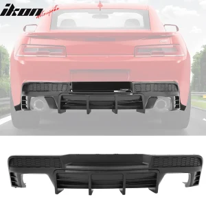 Fits 14-15 Chevy Camaro Ikon Style Rear Diffuser Bumper Lip Matte Black PP - Image 6