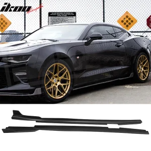 Fits 16-24 Chevy Camaro Ikon Style Side Skirts Extension Unpainted Black PP - Image 6