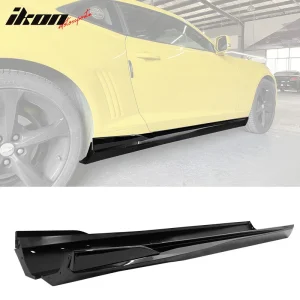 Fits 10-15 Chevy Camaro Rocker Style Add On Side Skirts Rocker Panel Gloss Black - Image 6