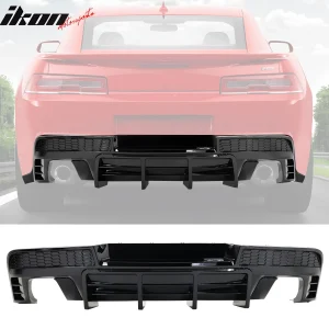 Fits 14-15 Chevy Camaro Ikon Style Rear Diffuser Bumper Lip Gloss Black PP - Image 6