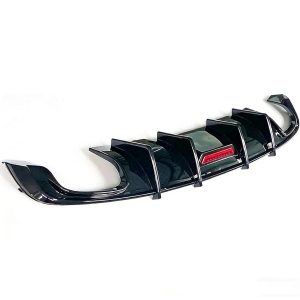 For Audi A4 Sline S4 2017-19 Rear Bumper Diffuser Lip Quad Exhaust Glossy Black - Image 5