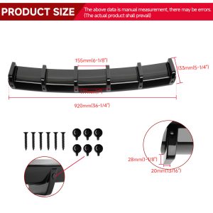 For AUDI A4 S4 B8.5 A3 A6 Gloss Car Rear Diffuser Bumper Lower Valance Lip 6 Fin - Image 3