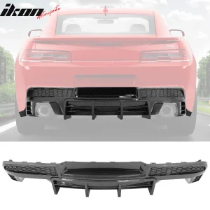 For 14-15 Chevy Camaro Ikon Style Rear Diffuser Bumper Lip Carbon Fiber Print PP - Image 6