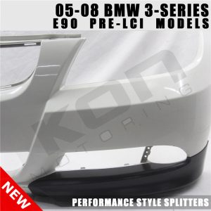Fits 05-08 BMW E90 3-Series OE Style Front Bumper Lip Splitters Unpainted PP 2PC - Image 3