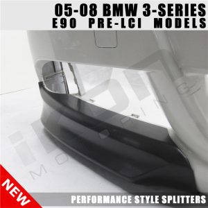 Fits 05-08 BMW E90 3-Series OE Style Front Bumper Lip Splitters Unpainted PP 2PC - Image 4