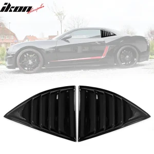 Fits 10-15 Chevy Camaro Side Window Louver Sun Shade Cover 2PC - Gloss Black - Image 6