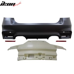 Fits 12-19 BMW F30 3 Series M3 M4 Style Rear Bumper Cover Diffuser Twin Muffler - Image 2