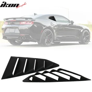 Fits 16-24 Chevy Camaro GT Style Quarter Window Louvers Scoops 2Pc Matte Black - Image 6