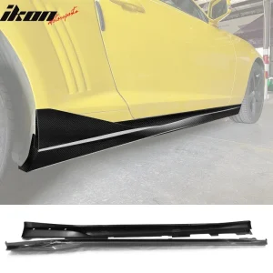 Fits 16-24 Chevy Camaro Ikon V3 Style 4PCS Side Skirts Carbon Fiber Print PP - Image 6
