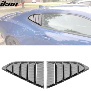 Fits 16-24 Chevy Camaro Quarter Window Louvers Rain Cover Sun Carbon Fiber Print - Image 6