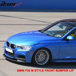 Fits 12-18 BMW F30 3 Series M Style Front Bumper Lip Unpainted Black - PP - Image 2