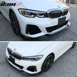 Fits 19-22 BMW 3 Series G20 M Sport IKON Style Front Bumper Lip PP Matte Black - Image 3
