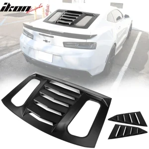 Fits 16-24 Chevrolet Camaro Coupe 2PCS GT Side + IKON V2 Rear Window Louvers ABS - Image 6