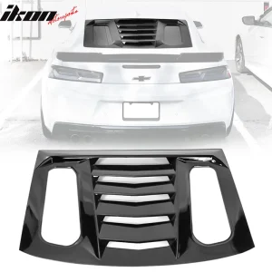 Fits 16-24 Chevy Camaro V2 Rear Window Louver Sun Shade Cover Vent Gloss Black - Image 6
