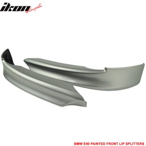 Fits 05-08 BMW E90 3-Series OE Style Front Lip Splitters PP Painted #354 Silver - Image 3