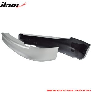 Fits 05-08 BMW E90 3-Series OE Style Front Lip Splitters PP Painted #354 Silver - Image 4