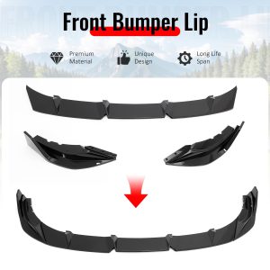 Fits 23-26 BMW G20 3-Series IKON Style Front Bumper Lip Spoiler Gloss Black 3PCS - Image 3