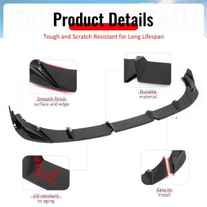 Fits 23-26 BMW G20 3-Series IKON Style Front Bumper Lip Spoiler Gloss Black 3PCS - Image 4