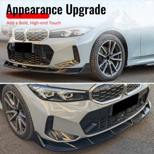 Fits 23-26 BMW G20 3-Series IKON Style Front Bumper Lip Spoiler Gloss Black 3PCS - Image 5