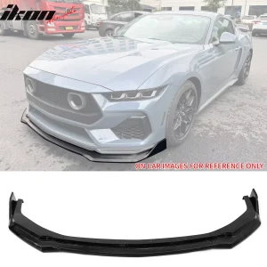 Fits 24-26 Ford Mustang Front Bumper Lip 3PC Spoiler Gloss Black Lower Splitter - Image 6