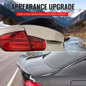 Fits 12-18 BMW F30 3-Series F80 M3 Sedan PSM Style Trunk Spoiler Lip Gloss Black - Image 5