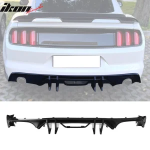 Fits 15-17 Ford Mustang Speed Style Rear Bumper Lip Diffuser PP 4PCS Gloss Black - Image 6