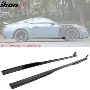 For 24-26 Ford Mustang Side Skirts GT500 Style Rocker Panel Gloss Black Splitter - Image 6